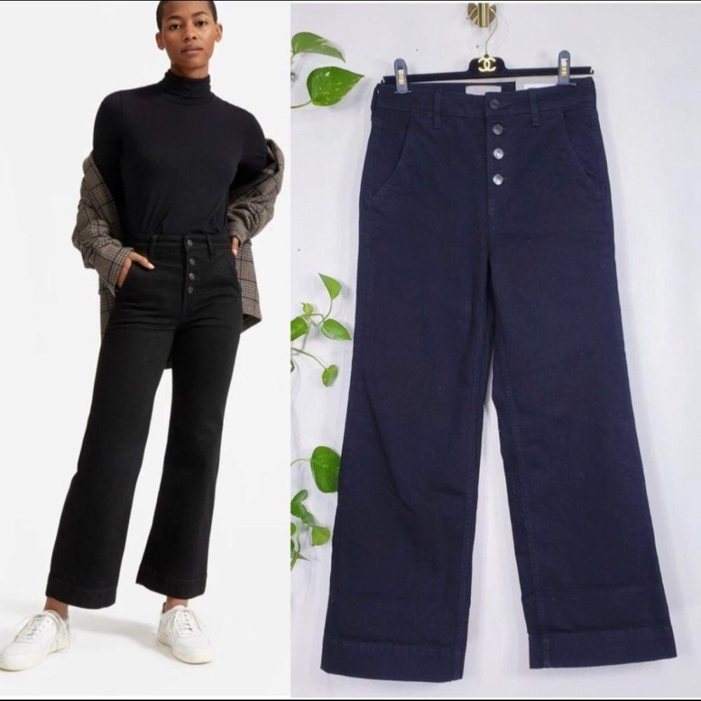 NWT Everlane High Waist Black Wide Leg Jeans 27